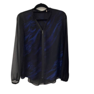 Tahari Sheer Blue Smoke Zip Jacket NWOT